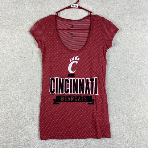 Cincinnati Bearcats NCAA Striped Red Women Size Small Tshirt Cover