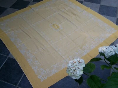 NAPPE  Ancienne   1920  Toile  Damassé   Jaune  Monogramme .S . R 222 - Photo 1/4