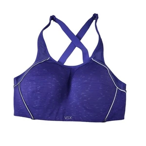 Victorias Secret Sports Bra 36D Purple Crisscross Strap Gym Stretch VSX - Picture 1 of 13
