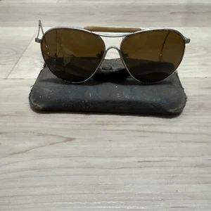WW2 1940S Pilot AVIATOR SUNGLASSES Green Silver Original CASE Rare Vintage - Picture 1 of 14