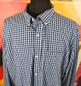 Camisa antigua azul marino para hombre con botones camisa de todos los días incorporada flexible a cuadros XXXL - Imagen 1 de 11