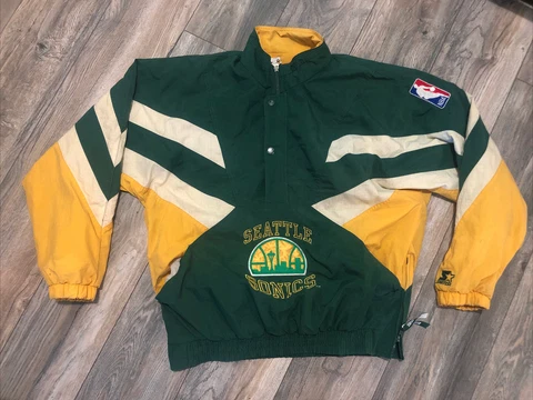 Vintage 90's Starter Seattle Supersonics NBA Jacket Men’s XL Double Logo's Cover