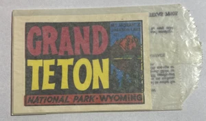 GRAND TETON NATL PARK WYOMING Auto Travel Decal by Lindgren-Turner Co 1940's VTG - Picture 1 of 4