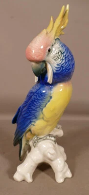 Karl Ens, Perroquet En Porcelaine, Statuette Animalière Oiseau, XX ème - Photo 1/4