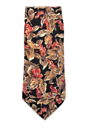 L'Atelier Imported Cotton Necktie Tropical Floral Botanical Print 58Lx3.75W USA - Image 1 of 4