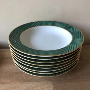 Lovely Set of 8 ESSEX Enviro-Safe Tattersall Rimmed Soup Bowls - Picture 1 of 6
