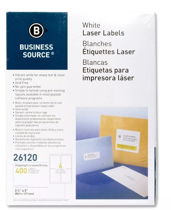 21051 Mailing Label, Laser, 1-Inch x2-5/8-Inch , 7500 Labels White - Image 1 of 4