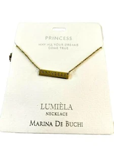 MARINA DE BUCHI Lumiela name Necklace “Princess ” Gold Tone 16” Chain NEW! P506 - Picture 1 of 6