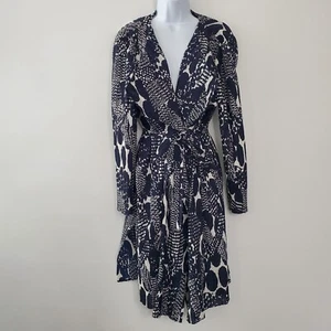 Chicos Travelers Womens Blue Polka Dot Belted Open Jacket Size 2 Crinkle Classy - Picture 1 of 9