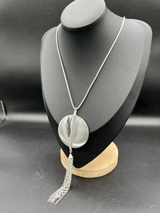 CHICO'S SILBER QUASTEN SCHEIBE ANHÄNGER 20" Zoll  - Bild 1 von 9