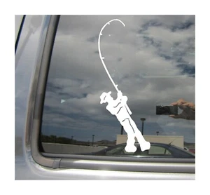 Long Pole Fisherman - Fishing Fish - Car Auto Window Vinyl Decal Sticker 04041 - Picture 1 of 2