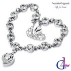 Bracciale donna argento Swarovski Elements originale G4Love cristalli cuore blu
