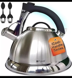 PYKAL Pfeifender Wasserkessel -3 Liter Edelstahl Teekessel iCool Griff/Edelstahl - Bild 1 von 5