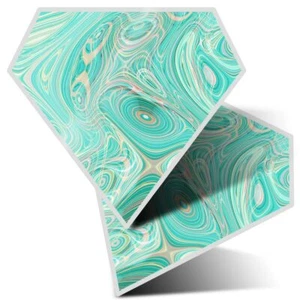 2 x Diamond Stickers 10 cm  - Teal Psychedelic Marble Pattern Green  #24289 - Afbeelding 1 van 9