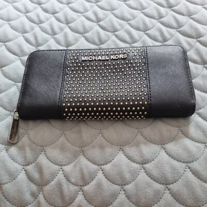 MK MICHAEL KORS Black Leather Wallet Purse B4 - Imagen 1 de 5