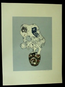 JAPANESE  PRINT TATTOO TAKEDA HIDEO OFFSET LITHOGRAPH　SILKSCREEN WOODBLOCK - Picture 1 of 8
