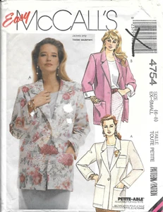 McCall's Sewing Pattern # 4754 Misses' Oversized Unlined Jacket Size: XS (6-8) - Picture 1 of 2