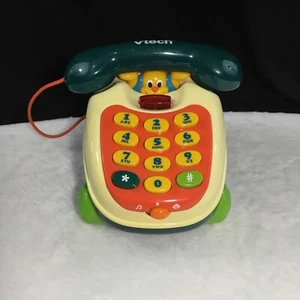 Vintage Vtech Big Button Musical Telephone Learning Pull Toy with Wheels - Picture 1 of 11