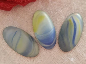Trio gros cabochons anciens pour création bijoux restauration ovale 3 cm n°6 T2 - Picture 1 of 6