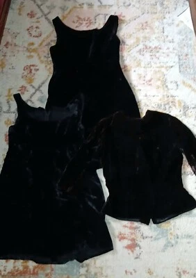 Lote de 3 vestidos vintage de veludo preto gótico 2 1 estilo vitoriano top teatro como está - Imagem 1 de 4