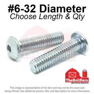 #6-32 Tornillos de cabeza de enchufe con botón de aleación zinc grueso (elige tamaño y cantidad) - Imagen 1 de 2