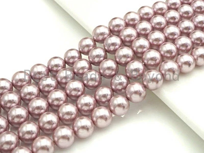Natural Mother of Pearl Gray Pink Color Round Smooth beads, 8mm/10mm/12mm Gray - Image 1 of 4