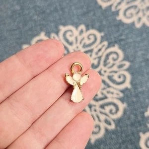 Vintage Tiny Gold & Cream Angel Lapel Brooch Pin - Picture 1 of 5