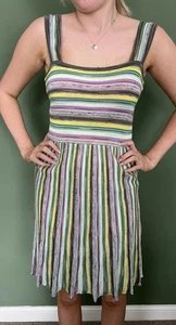 Missoni Fine Knit Mini Dress Stripes Sleeveless Multicoloured UK 6 US 2 Italy - Picture 1 of 8