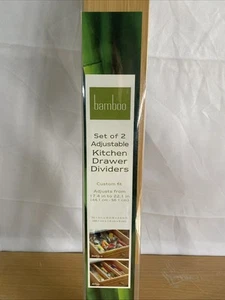 "Juego de 2 divisores de cajones de cocina de bambú ajustables de 17,4"" a 22,1"" para ajuste personalizado" - Imagen 1 de 5