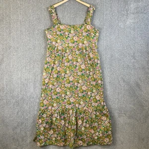 Wyse Dress Womens Size 6 UK 18 Green Pink Ditzy Floral Shirred Garden Sundress - Picture 1 of 10