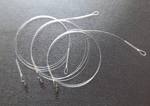 MOD 3x 1 METRE 100% FLUOROCARBON FLURO LEADER WITH QC SWIVEL,CLEAR, FAST SINKING - Picture 1 of 3