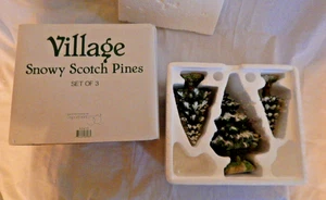 Department 56 Village Snowy Scotch Pines Set of 3 #52615 in Original Box - Picture 1 of 8