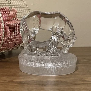 VTG RCR royal Crystal clear Horse mare & Foal Crystal Rock Horse Figurine Italy - Picture 1 of 4