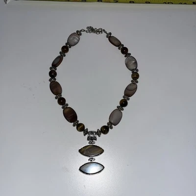 Artisan OOAK Tiger Eye Beaded Necklace Beaded Necklace. 15”-18” Adjustable - Image 1 of 4