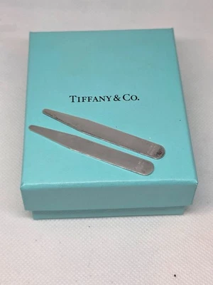 Tiffany & Co Vintage 2 1/2" Sterling Silver Collar Stays. One Pair w Box - Image 1 of 4