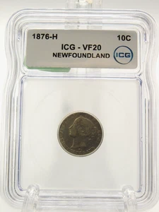 1876-H NEWFOUNDLAND TEN CENT 10c - ICG VF20 (BT1148) - Picture 1 of 4