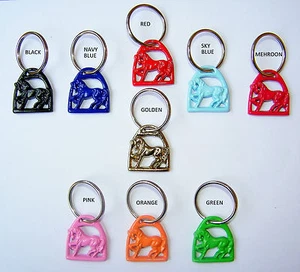 BRAND NEW HORSE STIRRUP SHAPE KEY RING IN 9 BEAUTIFUL COLORS - Picture 1 of 1