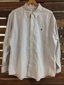 XL BROOKS BROTHERS 346 OXFORD BLUE/WHITE STRIPED NON-IRON MENS SHIRT EUC - Picture 1 of 8