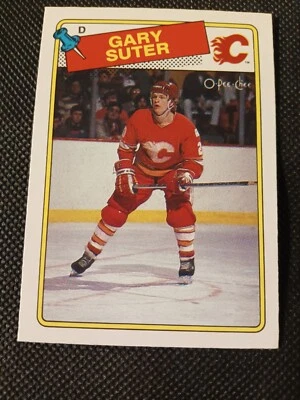 1988-89 GARY SUTER OPC O PEE CHEE NHL HOCKEY CARD #43 CALGARY FLAMES  - Image 1 of 2