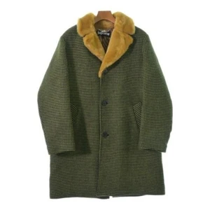 Supreme Fur Collar Car Coat Long Sleeves Green Houndstooth Men's Size M - Picture 1 of 10