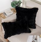 Luxury Black Farm Rabbit Fur Pillowcase Cushion Cover Throw Real Fur Pillowcover