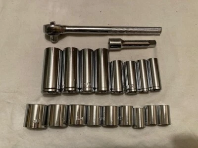 NEW - 19 PIECE  3/8" DRIVE 6 POINT SOCKET SET W/ RATCHET - FREE SHIP - Image 1 of 4