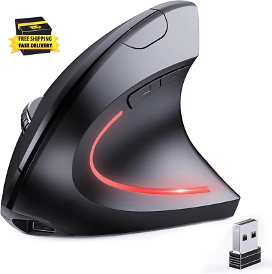 Bluetooth and 2.4G (2-In-1) Rechargeable Wireless Mouse, Ergonomic Vertical Desi - Image 1 of 4