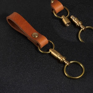 Leather Belt Loop Quick Release Detachable Keychain Pull Apart Key Rings - Picture 1 of 6