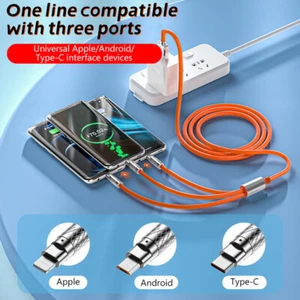 3 In 1 120W 6A Fast Charging Type C Cable Micro USB For IPhone Charger USB Cable - Zdjęcie 1 z 20