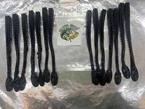 6.5 Trick Worm For Largemouth BASS Black 14 worms in this pack - Picture 1 of 9