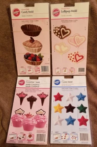 WILTON Candy Lollipop Candypick Dessert Shell Star Heart Princess Molds lot of 4 - Picture 1 of 10