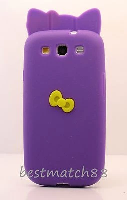 for Samsung galaxy i9300 S3  case purple yellow 3D bow soft silicone - Изображение 1 из 2