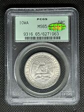 1946 Iowa Commemorative Half Dollar 50C PCGS MS65! OGH! Gold CAC!