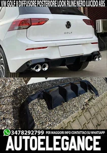 Difusor Trasero Para VW Golf 8 2019+ Abajo Parachoques Terminales R ABS - Imagen 1 de 12